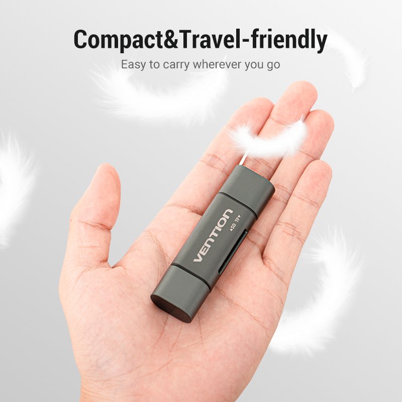 Vention CCHH0 lecteur de carte mémoire USB Type-A/USB Type-C/Micro-USB Gris