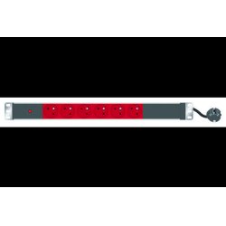 6 WAYS 19" 1U STANDARD RED FRENCH PDU W/LED POWER