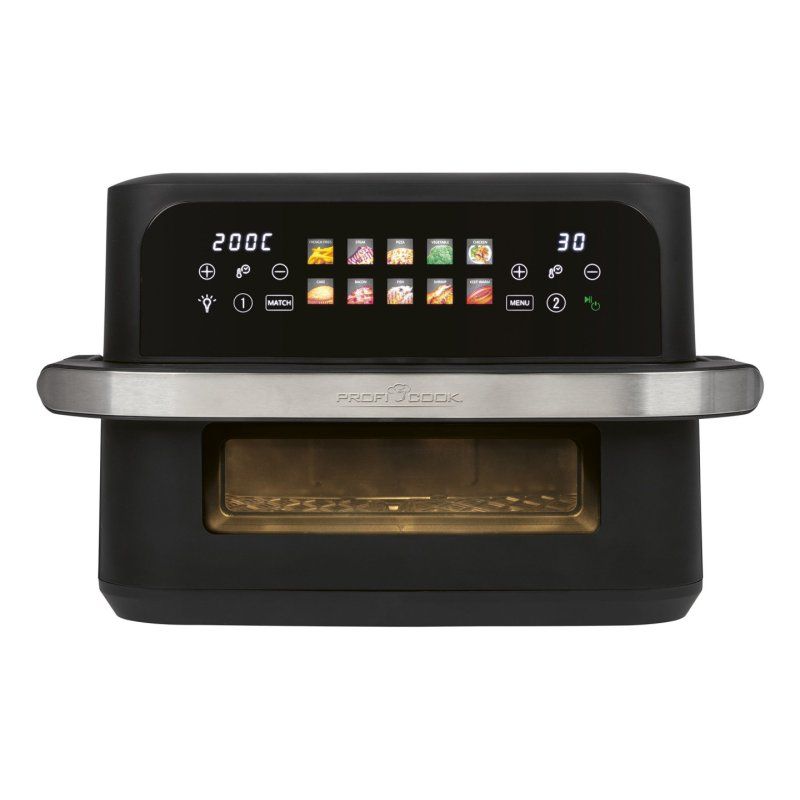 ProfiCook PC-FR 1313 H Double 10 L Autonome 2400 W Friteuse d’air chaud Noir, Acier inoxydable