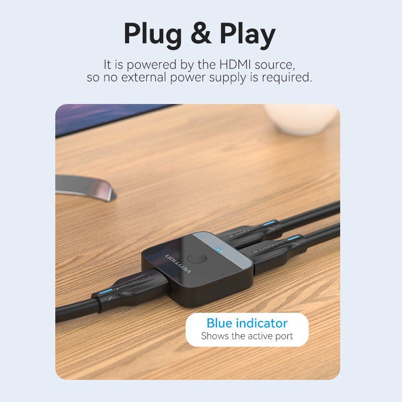 Vention 2-Port HDMI Bi-Direction 4K Switcher Black ABS Type
