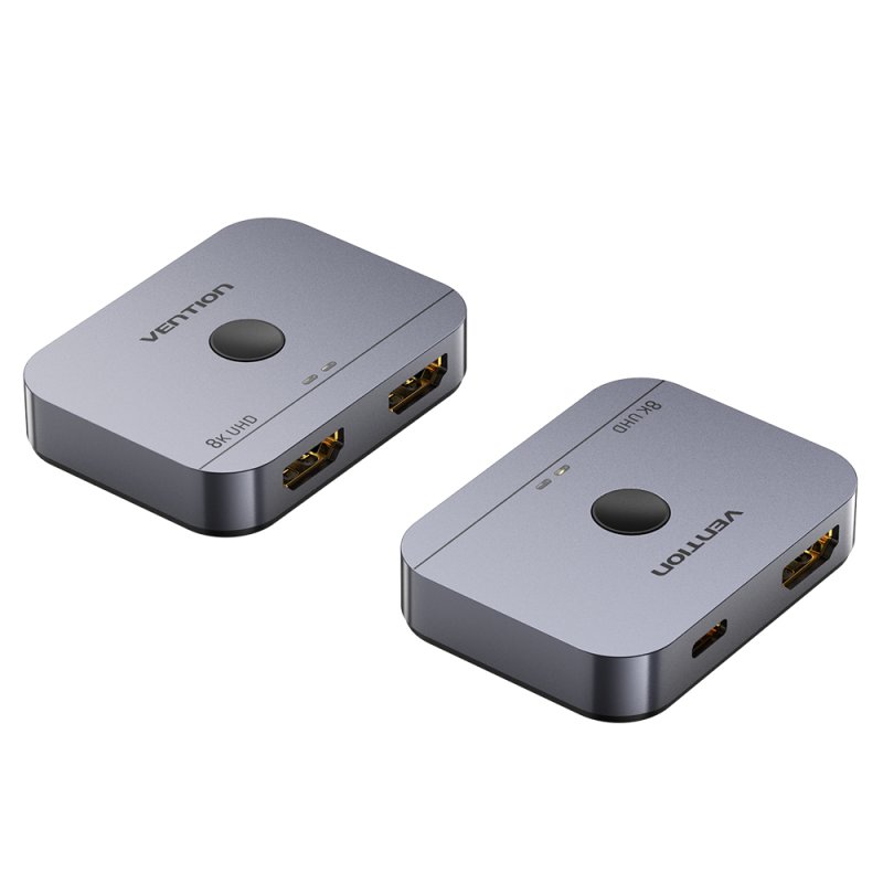 Vention 2-Port Bi-Directional 8K HDMI Switcher Gray Aluminium Alloy Type