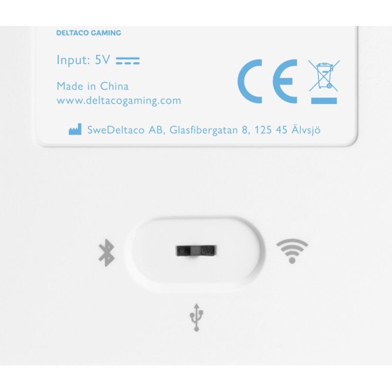 Deltaco Gaming GAM-100-W-DE clavier USB RF Wireless Bluetooth QWERTZ Allemand Blanc