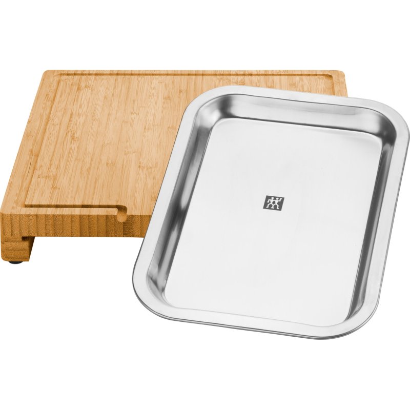 Zwilling - BBQ Cutting board with tray - Stainless steel - 39 cm x 30 cm - Bamboo