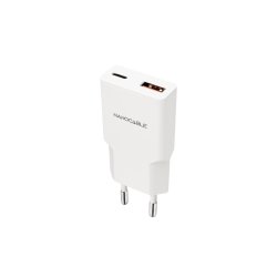 Chargeur secteur Nanocable 1x USB-C USB-A 20W (Blanc)