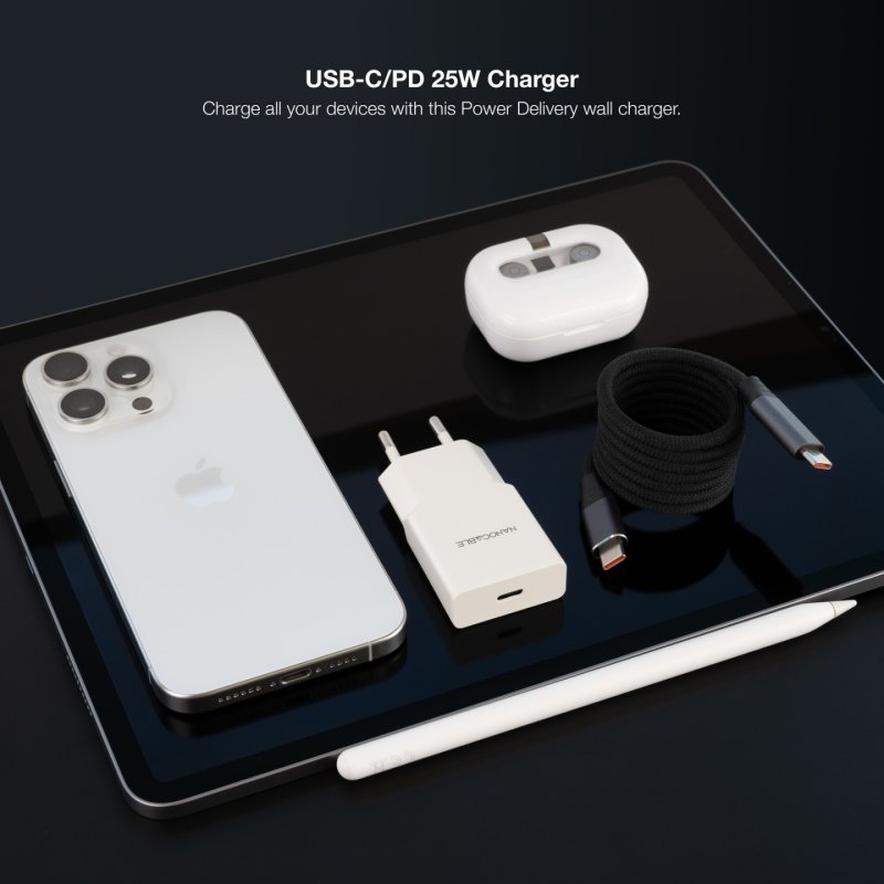 Chargeur secteur Nanocable 1x USB-C 25W (Blanc)