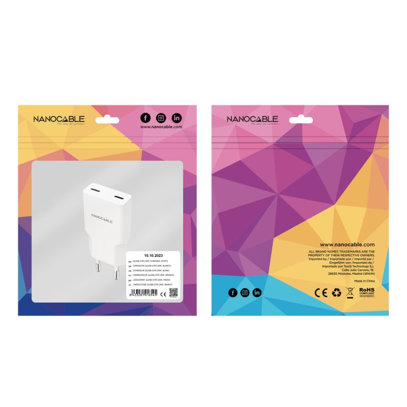 Nanocable 10.10.2026 chargeur d'appareils mobiles Smartphone Blanc Secteur Charge rapide Intérieure