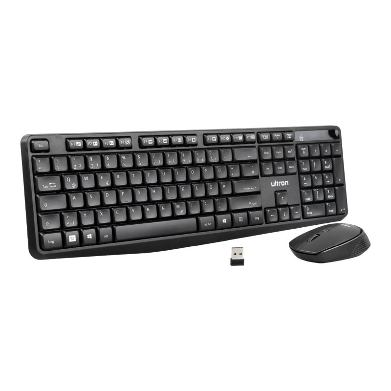 Ultron UMC300 keyboard Mouse included Universal RF Wireless German Black