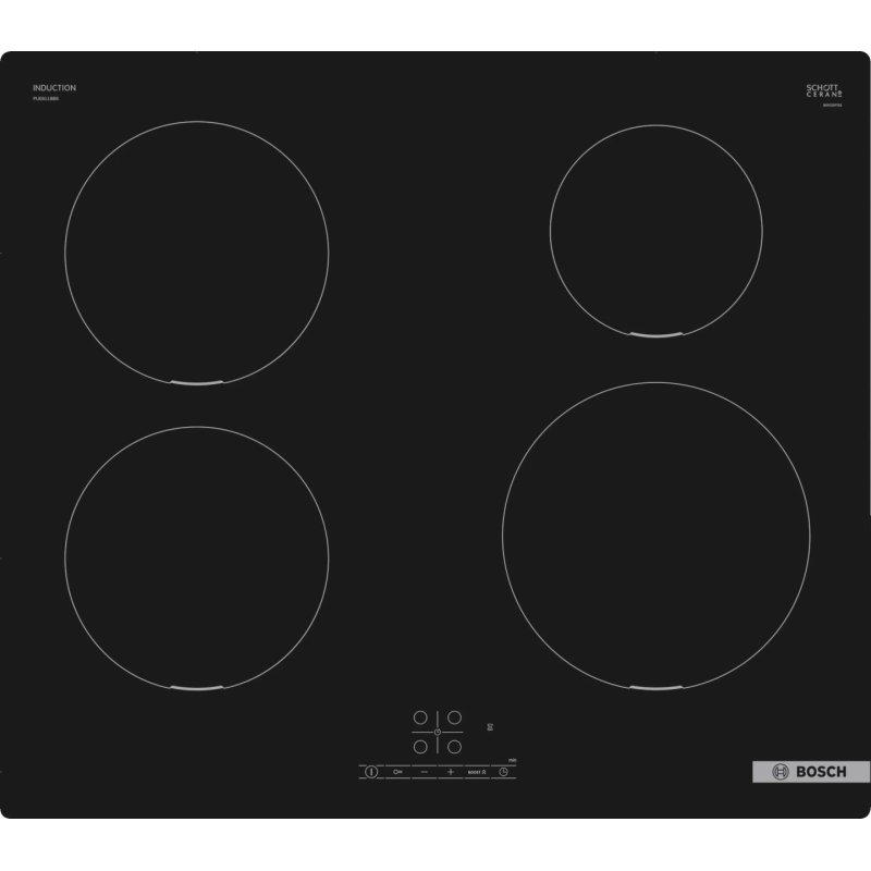 Bosch Serie 4 PUE611BB5D plaque Noir Intégré 59.2 cm Plaque avec zone à induction 4 zone(s)