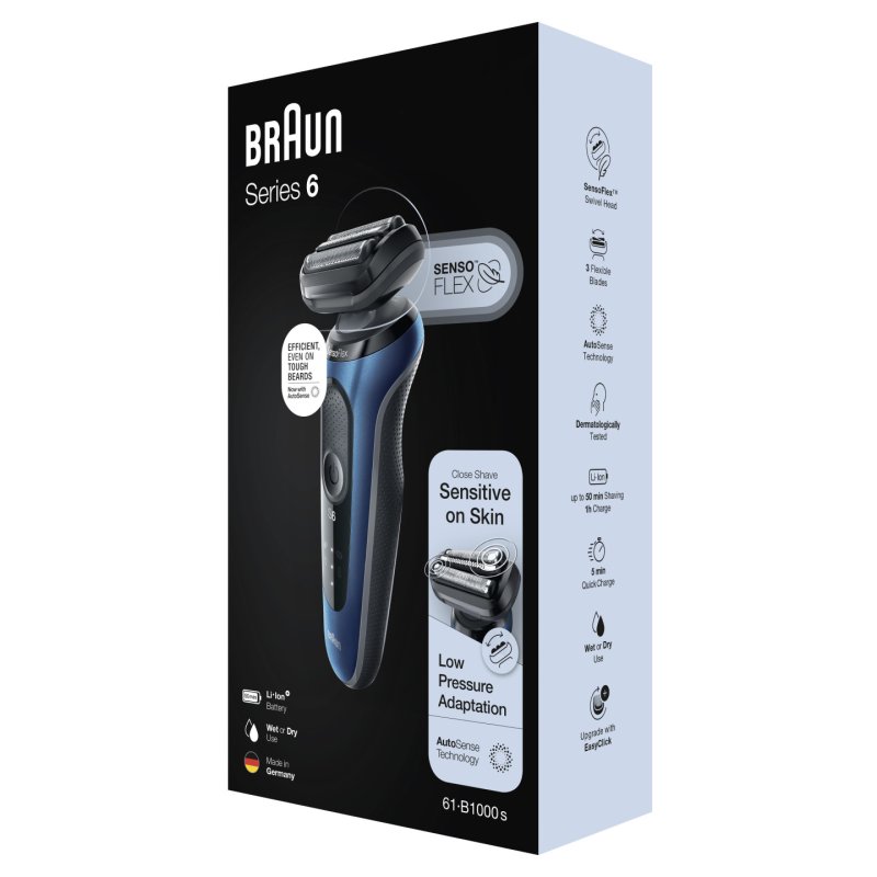 Braun Series 6 61-B1000s - Electric Shaver Men - Blue