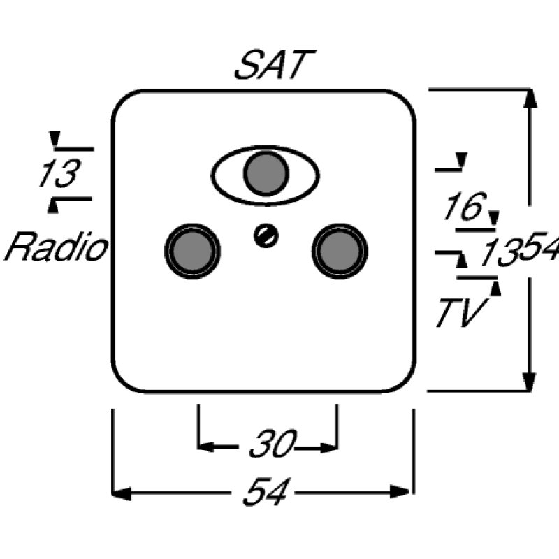 BUSCH JAEGER BJ 1743-03-212 Abdeckung f.Antennen- Steckdosen m.3 Anschlüssen weiß