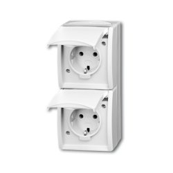 BUSCH JAEGER BJ 20-02EW-54 Steckdose m.Klappdeckel senkrecht 2f ocean IP44 alpinweiß