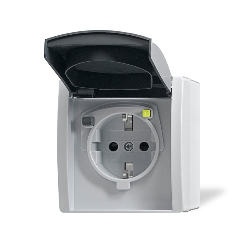 Busch-Jaeger 3120 EWB-53 prise de courant Type F Gris, Blanc