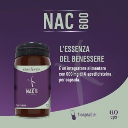 Erba Vita NAC 600 Food Supplement Based on N-Acetylcysteine 60 Capsules