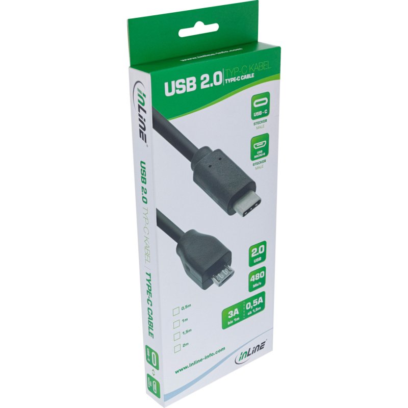 InLine 35742 câble USB USB 2.0 2 m USB C Micro-USB B Noir