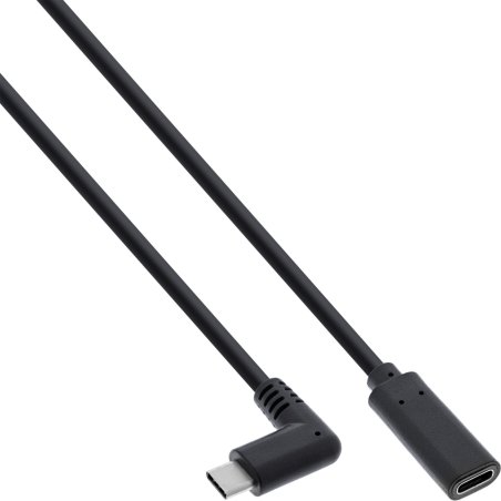 InLine USB 3.2 Gen.1x2 Cable, USB-C male angled / female, black, 1m
