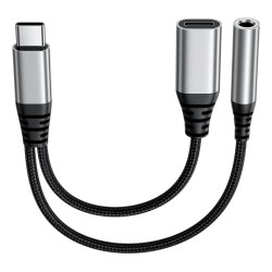 DLH DY-AD5435 câble USB 0,13 m USB C USB C/3.5mm Noir, Gris