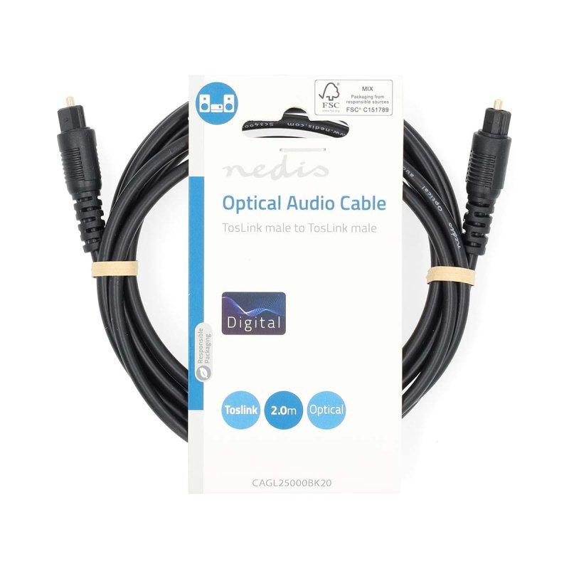 Nedis CAGL25000BK100 câble audio 10 m Toslink Noir