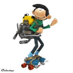 FIGURINE RESINE GASTON INVENTION : PATINS A MOTEUR