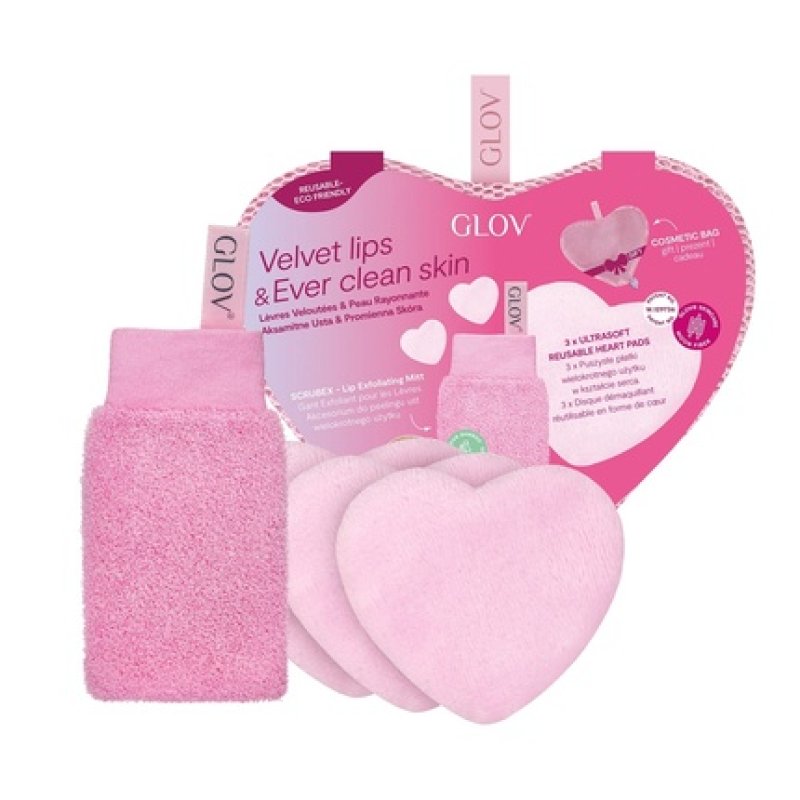 Glovset Velvet Lips Ever Clear Skin Scrubex Exfoliating Glove For Lips With Ultrasoft Reusable Heart Pads Cleansing