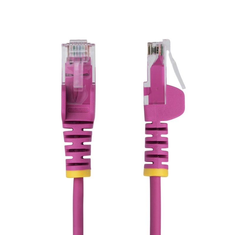 StarTech.com 25cm Pink Slim CAT6 Ethernet Cable, Snagless, 100W PoE, UTP, LSZH, 28AWG Pure Bare Copper Wire, Slim RJ45