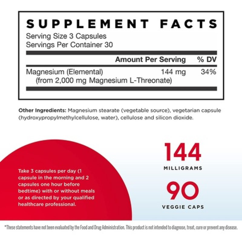 Jarrow Formulas MagMind Magnesium-L-Threonate 90 Capsules - Gluten Free