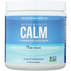 Natural Vitality Calm Magnesium Powder Plus Calcium Unflavored 8 Ounces