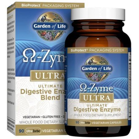 Garden of Life Omega-Zyme Ultra Ultimate Digestive Enzyme Blend 90 Vegetarian Capsules - 21 Enzymes - Fast Acting -