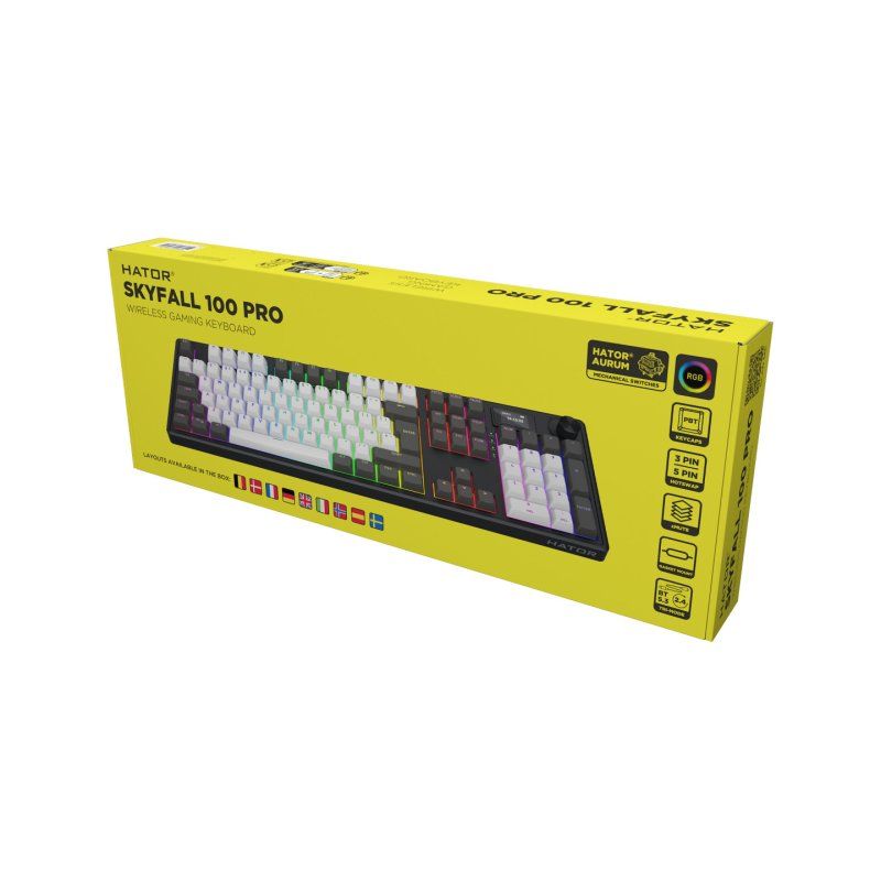 HATOR Skyfall Pro Wireless 100 keyboard Gaming USB RF Wireless Bluetooth QWERTY UK English Black, Grey