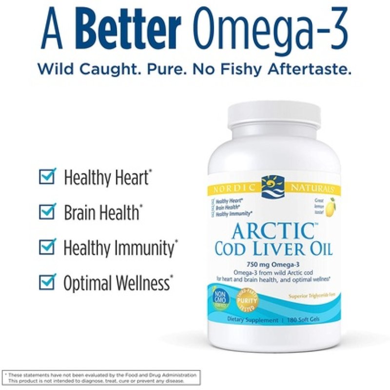 Nordic Naturals Arctic Omega Lemon Flavor 1000mg 180 Soft Gels