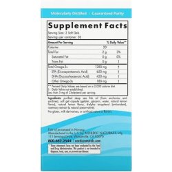 Nordic Naturals Ultimate Omega Lemon Flavor 1280mg 60 Softgels