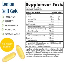 Nordic Naturals ProOmega 3-6-9 Lemon Flavor Soft Gels 120 Count 1360mg