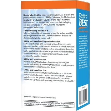 Doctor's Best SAM-e 400mg Vegetarian Mood and Joint Support 30 Enteric Coated Tablets