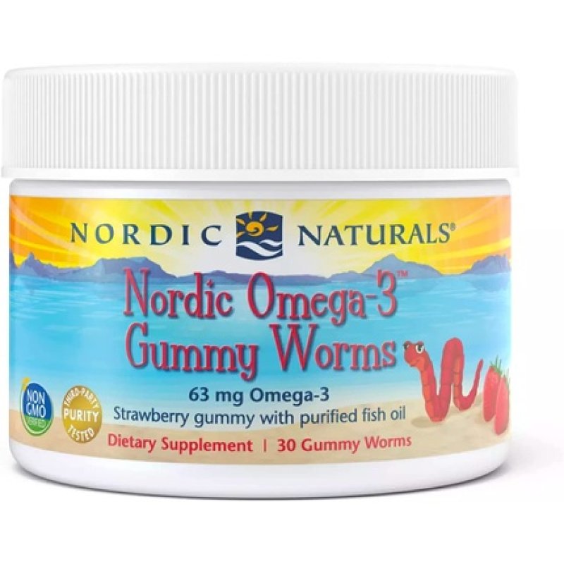 Nordic Naturals Nordic Omega-3 Gummy Worms Strawberry 30 Gummy Worms