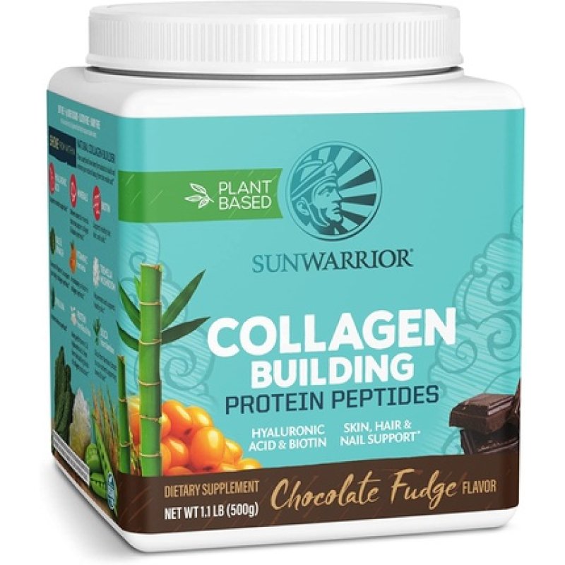 Sunwarrior Vegan Collagen Building Powder Protein Peptide with Biotin Vitamin C Hyaluronic Acid Chocolate 20 Servings