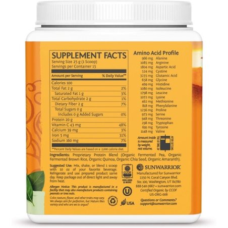 Classic Plus Vegan Protein Powder with Peas and Raw Organic Plant Based Protein Natural 375g