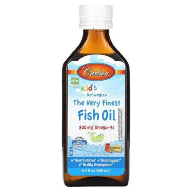 Carlson Labs For Kids Norwegian Fish Oil Natural Peach Flavor 200ml