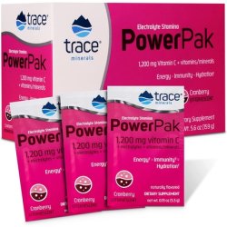 Trace Minerals Power Pak Cranberry Electrolyte Powder Packets with Vitamin C and Zinc 30 Packets