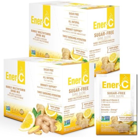 Ener-C Sugar Free Energy Lemon Ginger Multivitamin Drink Mix with Vitamin C 1000mg