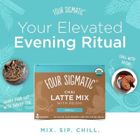 Four Sigmatic Chai Latte, Organic Instant Chai Latte With Turkey Tail, Reishi