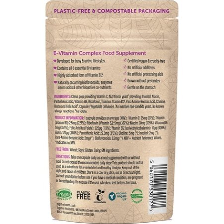 Together Health B-Vitamin Complex with Whole Food Nutrients and Vitamin C 60 Vegecaps - Pack of 2