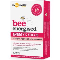Unbeelievable Health Bee Energised Energy & Focus Supplement with Organic Bee Pollen, Spirulina, Matcha and More