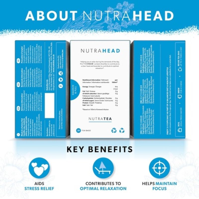 Nutrahead Migraine Relief Tea Headache Relief Tea for Tension Headache Relief and Migraines Includes Feverfew Willow