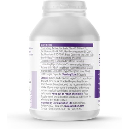 CURA NUTRITION Sporebiotics 90 Capsules Bacillus Spore Probiotic Supplements with Carotenoid Antioxidants Gut Health