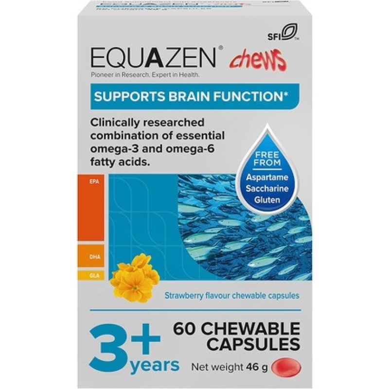 Equazen Children's Omega 3 & Omega 6 Supplement Strawberry Flavoured Chews 60
