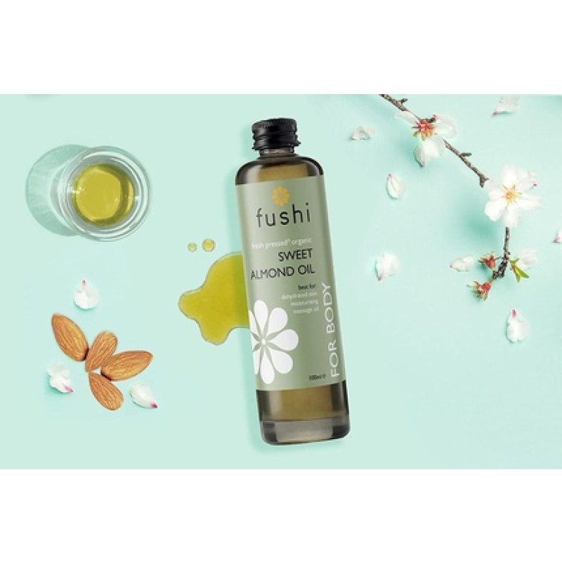 Fushi Sweet Golden Almond Organic Oil 100ml - Best for Dull Skin, Dry Hands, Skin Cleansing, Sensitive Skin - Ethical