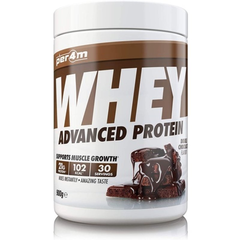 per4m Protein Whey Powder Double Chocolate 900g - 30 Servings with Amino Acids - Low Sugar