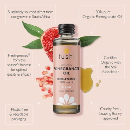 Fushi Pomegranate 80% Omega 5 Oil 50ml for Pigmentation, Wrinkles and Dry Skin - Ethical, Vegan, Made in the UK