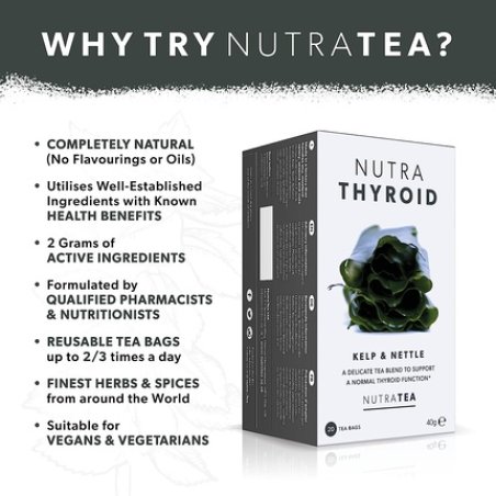 Nutra Tea NutraThyroid Thyroid Support Tea with Ashwagandha, Kelp and Bladderwrack 20 Enveloped Tea Bags