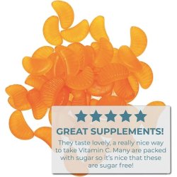 NUTRIBURST Vitamin C Gummies for Energy Plant Based Sugar Free Chewable Supplements 60 Gummies 1 Month Supply