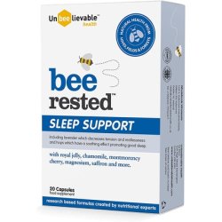 Unbeelievable Health Bee Rested Sleep Support Supplement with Royal Jelly, Saffron, Chamomile & Lavender 20 Count